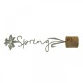 Support en métal fleur décorative en bois lettrage Spring 6x9.5x39.5cm