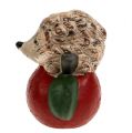 Figurine décorative hérisson sur pomme en céramique 7,5 cm