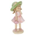 Figurines décoratives fille avec chapeau vert et robe rose 6,5 x 5,5 x 14,5 cm - Lot de 2 | Floristik24.fr