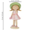 Figurines décoratives fille avec chapeau vert et robe rose 6,5 x 5,5 x 14,5 cm - Lot de 2 | Floristik24.fr