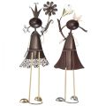 Floristik24 Figurines décoratives décoration de balcon figurines de fille en métal 56/57cm 2pcs