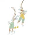 Floristik24 Figurines déco couple de lapins, décoration en métal, lapins de Pâques à suspendre, décoration printanière 4pcs