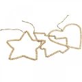 Floristik24 Suspension déco Noël perles en bois coeur arbre étoile H20cm 3pcs