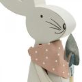 Floristik24 Lapin décoratif avec pelle, bunny boy, décoration de Pâques, lapin en bois, lapin de Pâques