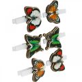 Floristik24 Clip décoratif papillon, décoration cadeau, printemps, papillons en bois 6pcs