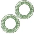 Floristik24 Couronne en maille métallique verte 19 cm pour décoration intérieure - Lot de 2