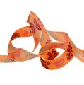 Floristik24 Ruban décoratif motif feuilles orange 25mm 20m