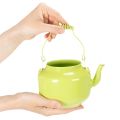 Théière décorative en métal vert pomme pour fleurs et décoration intérieure | Floristik24.fr