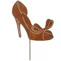 Floristik24 Chaussure femme en forme de bouchon, décoration de jardin, chaussure de princesse patine noeud H19,5cm