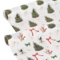 Floristik24 Tissu décoratif de Noël, 120 cm x 35 cm, set de 2, motifs sapins et rubans