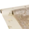 Floristik24 Tête de table motif nœuds dorés polyeste beige crème 35x120cm lot de 2