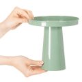 Plateau décoratif en métal vert avec pied rond 20 cm | Floristik24.fr
