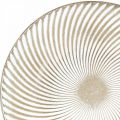 Floristik24 Assiette déco ronde blanc marron cannelures décoration de table Ø40cm H4cm