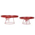 Ensemble de plateaux décoratifs en métal rouge avec nœud, 30 cm et 25 cm, lot de 2 | Floristik24.fr