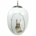 Floristik24 Oeuf à suspendre lapin blanc en céramique Ø5,5cm H7,6cm 12pcs