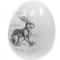 Floristik24 Oeuf en céramique, décoration de Pâques, Oeuf de Pâques avec lapins blanc, noir Ø10cm H12cm lot de 2
