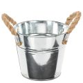 Floristik24 Seau décoratif en métal avec poignées en corde – Ø14 cm x H12 cm