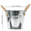 Seau décoratif en métal avec poignées en corde – Ø14 cm x H12 cm | Floristik24.fr