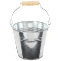 Floristik24 Eimer 12 cm - Lot de 8 petits seaux en zinc avec anse bois