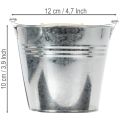 Eimer 12 cm - Lot de 8 petits seaux en zinc avec anse bois | Floristik24.fr