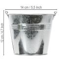 Seau Ø14 cm H12 cm, lot de 6. Zinc brillant. | Floristik24.fr