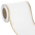 Floristik24 Ruban décoratif moiré blanc 125 mm avec bord doré