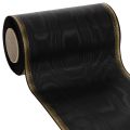 Floristik24 Ruban moiré élégant pour couronne, 175 mm, noir avec bordure nacrée et tissage taffetas, ruban décoratif pour compositions florales funéraires, ruban pour nœud, 25 m