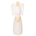 Floristik24 Figurine Ange avec Cœur en Céramique Crème 23 cm