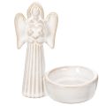 Floristik24 Figurines en céramique ange avec porte-bougie rond - Lot de 3, 10 cm