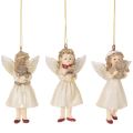 Floristik24 3 Décorations Suspendues Ange Vintage en Résine, 10 cm, Beige, Blanc et Rouge