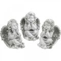 Figurine d&#39;ange petite décoration de tombe figurine de jardin gris H9cm 3pcs