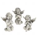 Floristik24 Figurines d&#39;ange gris 9cm 3pcs