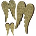 Floristik24 Décoration éparse, ailes d&#39;ange, décoration de l&#39;avent, ailes à décorer dorées, paillettes H7/5/3cm L4.5/3.5/2cm 18pcs