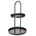 Floristik24 Étagère en métal ronde 58 cm noire deux niveaux