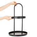 Étagère en métal ronde 58 cm noire deux niveaux | Floristik24.fr