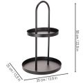 Étagère en métal ronde 58 cm noire deux niveaux | Floristik24.fr