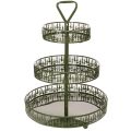 Floristik24 Etagère ronde en métal vert motif sapins trois niveaux 49 cm