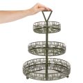 Etagère ronde en métal vert motif sapins trois niveaux 49 cm | Floristik24.fr