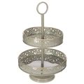 Floristik24 Etagère décorative à deux niveaux en métal avec motif étoilé, hauteur 49 cm