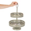 Etagère décorative à deux niveaux en métal avec motif étoilé, hauteur 49 cm | Floristik24.fr