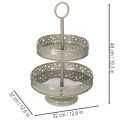 Etagère décorative à deux niveaux en métal avec motif étoilé, hauteur 49 cm | Floristik24.fr