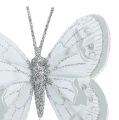 Floristik24 Papillon de plumes d’argent, glitter 7cm 4P