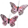 Floristik24 Papillon sur fil rose 11cm 12pcs