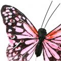 Floristik24 Papillon sur fil rose 11cm 12pcs