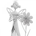 Floristik24 Décoration printanière, fée des fleurs en lanterne, décoration de table en métal, lutin avec fleur blanche H32,5cm