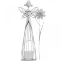 Floristik24 Décoration printanière, fée des fleurs en lanterne, décoration de table en métal, lutin avec fleur blanche H32,5cm