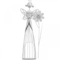 Floristik24 Fée des fleurs avec fleur, décoration printanière, lanterne en métal, fée des fleurs en métal blanc H40,5cm