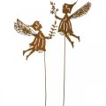 Floristik24 Fée printanière sur pique, bouchon décoratif, elfe fleur en métal patiné L33cm 4 pièces