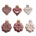 Floristik24 Mini mélange de décorations de sapin de Noël en verre assorti rose, rose 12 pièces