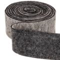 Ruban en feutrine, sangle pour casserole, 100 % laine, gris/noir, 7,5 cm de large, 5 m de long | Floristik24.fr